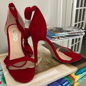 Red suede sandals